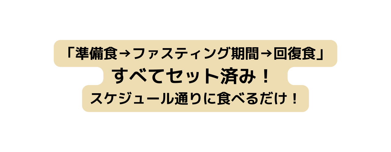 準備食 ファスティング期間 回復食 すべてセット済み スケジュール通りに食べるだけ
